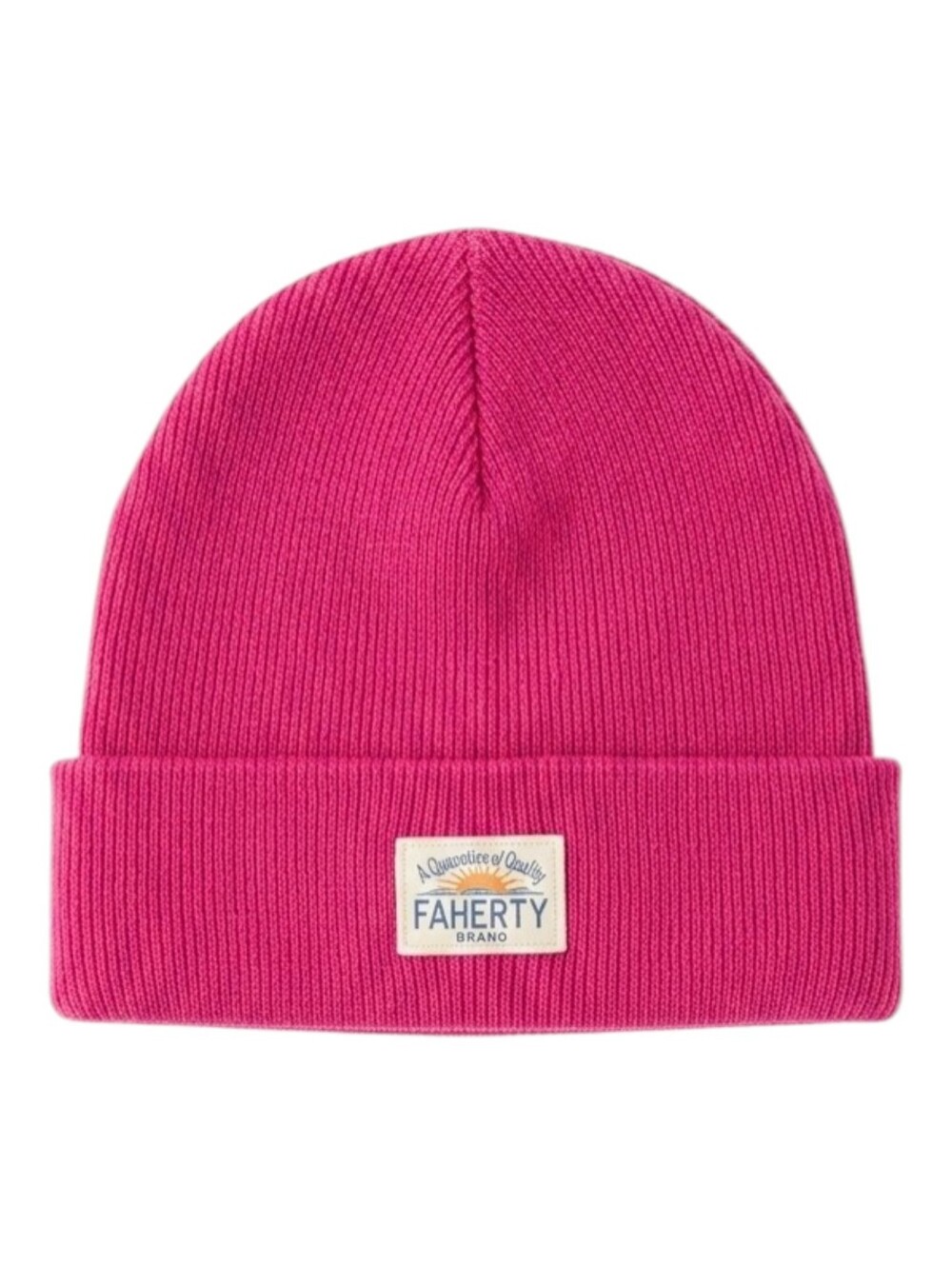 Faherty Pink Core Logo Beanie Toboggan Knit Hat Fold Over Foldover